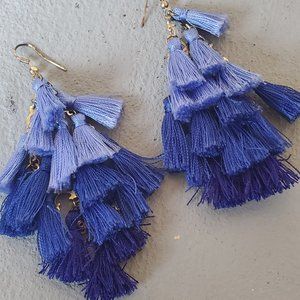Blue Tassel Earrings